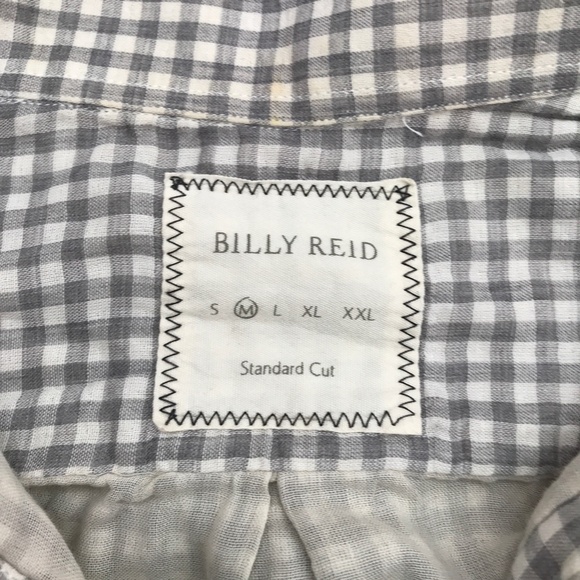 BILLY REID MENS SHIRT GRAY CHECK BUTTON LONG SLEEVE MADE IN ITALY M - Picture 7 of 10